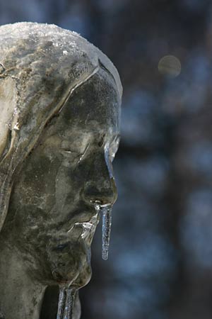 Frozen Sacred Heart Statue